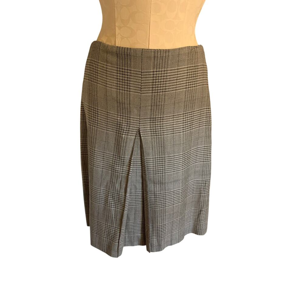 Size 6 Banana Republic Stretch Gray Plaid Skirt Lined Wool Blend